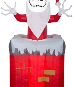 Gemmy Animated Christmas Airblown Inflatable Inflatable Jack Skellington In Chimney, 5.5 Ft Tall