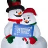 Christmas Gemmy 10' Airblown Mixed Media-Snow Couple Giant