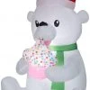 Seasons Inflatables Gemmy 5.5' Animated Airblown Inflatable Nom Nom Polar Bear W/Cupcake