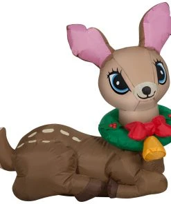 Coming Soon Gemmy Christmas Airblown Inflatable Inflatable Vintage Deer, 3 Ft Tall, Brown