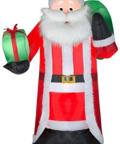 Gemmy Christmas Airblown Inflatable Mixed Media Santa, 8 Ft Tall, Multicolored