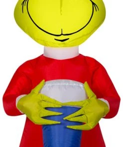 Seasons Inflatables Gemmy 4' Airblown Grinch W/Blue Stocking Christmas Coming Soon