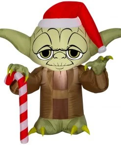 Gemmy 3' Airblown Yoda W/Santa Hat Star Wars Christmas Inflatable