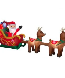 Gemmy 12.5' Wide Airblown Santa And Sleigh W/ Reindeer Scene Christmas Inflatable Coming Soon