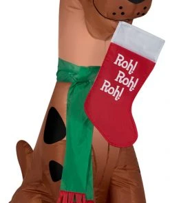 Coming Soon Gemmy Christmas Airblown Inflatable Scooby W/Santa Hat And Stocking WB, 3.5 Ft Tall