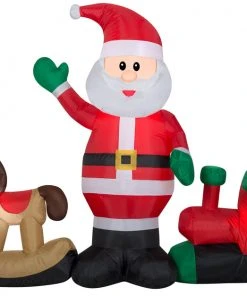 Gemmy Christmas Airblown Inflatable Santa And Toys Collection Scene, 4 Ft Tall, Red