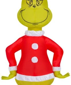 Gemmy Airdorable Christmas Airblown Inflatable Grinch In Santa Suit Dr. Seuss, Tall, Multicolored