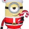 Gemmy Christmas Airblown Inflatable Inflatable Minion Stuart Licking Candy Cane, 4.5 Ft Tall, Yellow