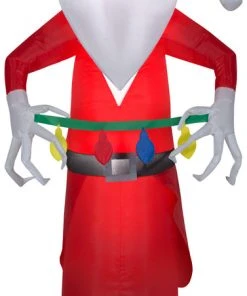 Gemmy Airblown Inflatable Inflatable Jack Skellington In Santa Suit With Light String, 5.5 Ft Tall Christmas