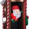 Gemmy Animated Christmas Airblown Inflatable Santa's Outhouse, 6 Ft Tall, Brown