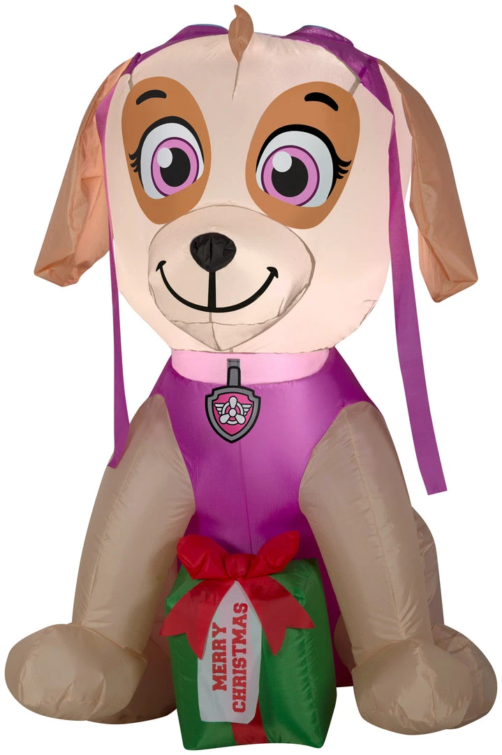 Gemmy Christmas Airblown Inflatable Skye With Present, 3 Ft Tall, Pink 1 Gemmy Christmas Airblown Inflatable Skye With Present, 3 Ft Tall, Pink