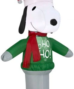 Gemmy Airblown Snoopy W/ Ho Ho Ho Sweater Peanuts Christmas Inflatable