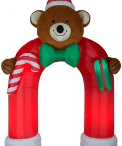 Gemmy 10.5' Archway Animated Airblown Wiggling Bear And Bow Tie Christmas Inflatable