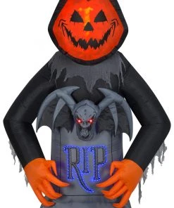 Gemmy LightShow Airblown Inflatable Pumpkin Reaper With Fire & Ice Technology And Micro LED Lights, 8.5 Ft Tall