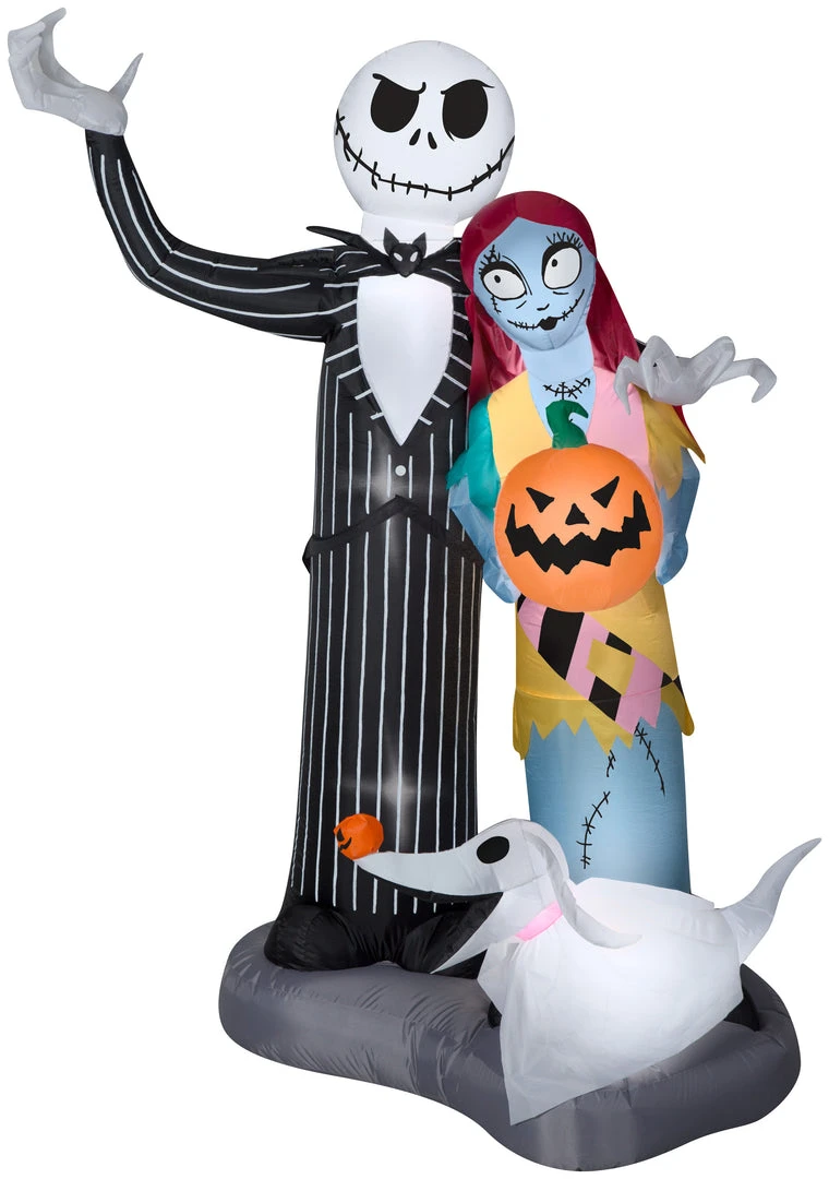 Gemmy Airblown Inflatable Jack Skellington, Sally And Zero, 6 Ft Tall, Black Halloween 1 Gemmy Airblown Inflatable Jack Skellington, Sally And Zero, 6 Ft Tall, Black Halloween