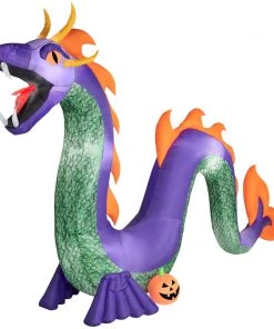 Gemmy Airblown Serpent W/Flaming Mouth Colossal, 10.5 Ft Tall, Purple Coming Soon