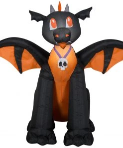 Seasons Inflatables Gemmy 3' Airblown Winged Black/Orange Dragon Halloween Inflatable