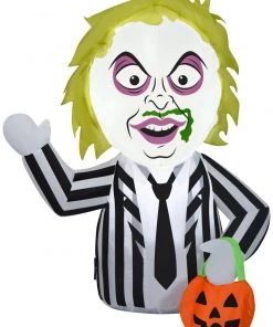 Gemmy Airblown Inflatable Beetlejuice CarBuddy, 3 Ft Tall, Black
