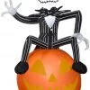 Seasons Inflatables Gemmy 3.5ft Airblown Inflatable Nightmare Before Christmas Jack Skellington On Pumpkin Halloween