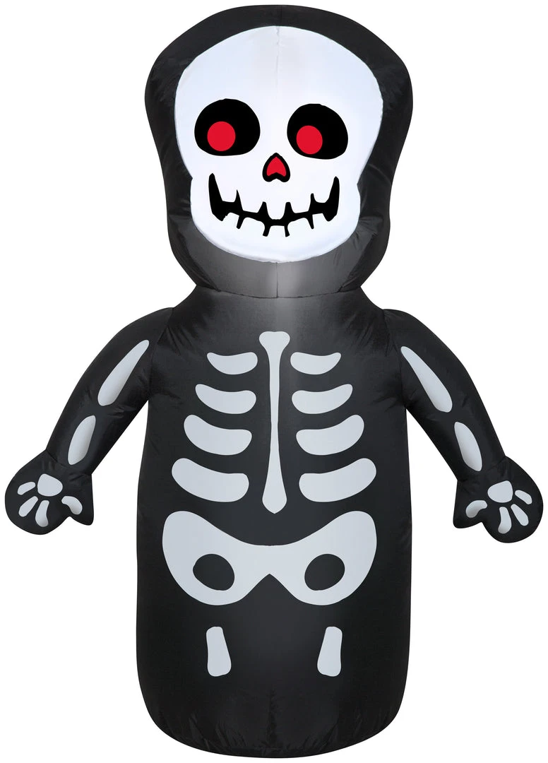 Gemmy Airblown Happy Skeleton, 3.5 Ft Tall, Multicolored Halloween 1 Gemmy Airblown Happy Skeleton, 3.5 Ft Tall, Multicolored Halloween