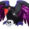 Gemmy 10' Airblown Inflatable Mixed Media Crow With Skull Scene Halloween