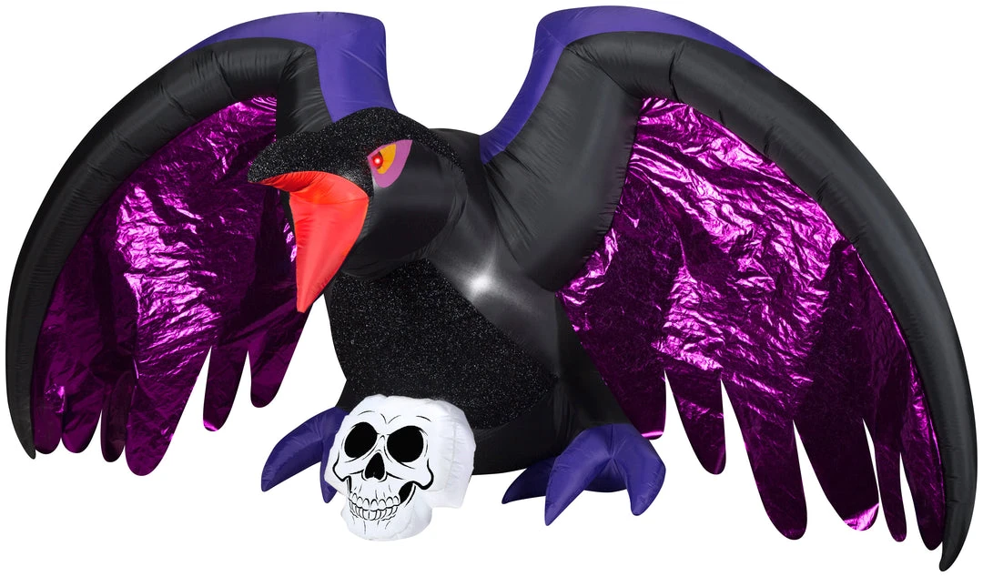 Gemmy 10' Airblown Inflatable Mixed Media Crow With Skull Scene Halloween 1 Gemmy 10' Airblown Inflatable Mixed Media Crow With Skull Scene Halloween
