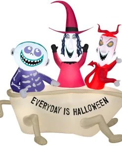 Gemmy Airblown Lock Shock And Barrel In Tub Scene Disney, 5 Ft Tall Halloween