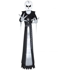 Halloween Gemmy Giant Airblown Inflatable Dapper Skull Ghoul, 12 Ft Tall, White
