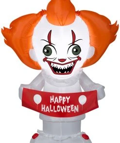 Gemmy Airblown Stylized Pennywise Warner Brothers, 4 Ft Tall, Multicolored
