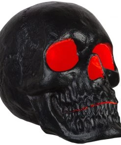 Gemmy 20” Blow Mold Lighted Decor-Candle Flicker-Matte Black Skull