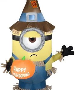 Seasons Inflatables Gemmy 3' Airblown Inflatable Minion Stuart W/Thanksgiving Banner Universal