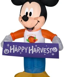 Halloween Gemmy Airblown Harvest Mickey Mouse Disney, 3.5 Ft Tall, Multicolored