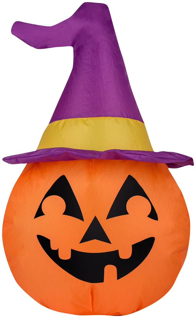 Gemmy Airdorable Airblown Jack O' Lantern W/Purple Hat, 1.5 Ft Tall, Orange Halloween 1 Gemmy Airdorable Airblown Jack O' Lantern W/Purple Hat, 1.5 Ft Tall, Orange Halloween