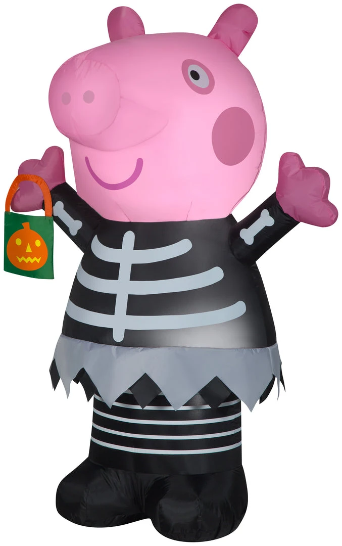 Gemmy Airblown Inflatable Peppa Pig In Skeleton Costume, 4.5 Ft Tall, Pink Halloween 1 Gemmy Airblown Inflatable Peppa Pig In Skeleton Costume, 4.5 Ft Tall, Pink Halloween