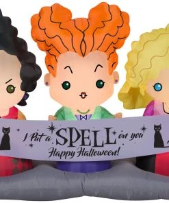 Halloween Gemmy Airblown Hocus Pocus Sisters Scene Disney, 4.5 Ft Tall, Multicolored