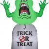 Gemmy Airblown Inflatable Ghostbusters Slimer With Tombstone, 5 Ft Tall, Green Halloween