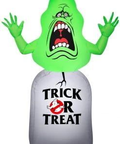 Gemmy Airblown Inflatable Ghostbusters Slimer With Tombstone, 3.5 Ft Tall, Green
