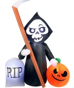 Occasions Halloween 5.5' Inflatable Reaper And Pumpkin Scene