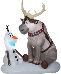 Seasons Inflatables Coming Soon Gemmy 7' Airblown Inflatable Olaf And Sven W/LEDs Scene Disney