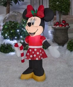Gemmy 3' Airblown-Minnie Holding Candy Cane Disney Christmas Inflatable Coming Soon