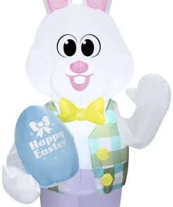 Gemmy 4 Ft Airblown Easter Bunny, White