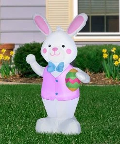 Gemmy 4' Airblown Easter Bunny With Egg Spring Inflatable