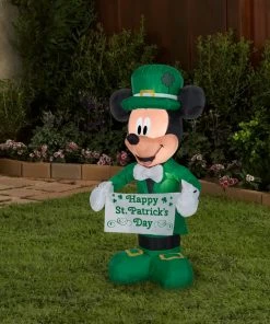 Gemmy 3.5' Airblown Disney St. Patrick's Day Mickey Mouse Spring Inflatable