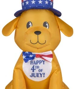 Gemmy Airdorable Airblown Patriotic Dog, 2 Ft Tall, Orange