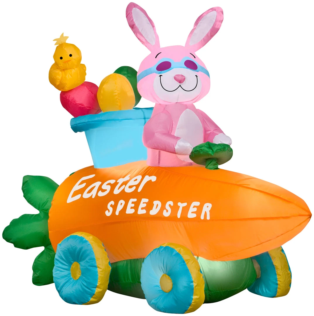 Gemmy Airblown Inflatable Easter Bunny Speedster, 3 Ft Tall, Pink 1 Gemmy Airblown Inflatable Easter Bunny Speedster, 3 Ft Tall, Pink
