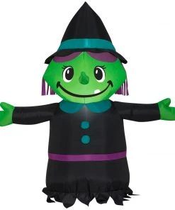 Gemmy Airblown Inflatable Little Witch, 3.5 Ft Tall, Black