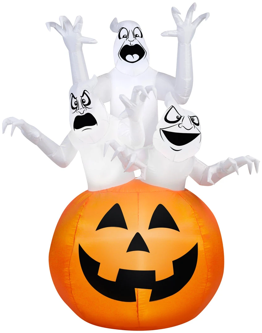 Gemmy 6' Airblown Three Ghosts In Pumpkin Halloween Inflatable 1 Gemmy 6' Airblown Three Ghosts In Pumpkin Halloween Inflatable