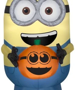 Gemmy 3' Airblown Minion Dave Holding Pumpkin Halloween Inflatable Coming Soon