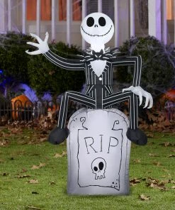 Gemmy 3.5' Airblown Jack Skellington On Tombstone Halloween Inflatable