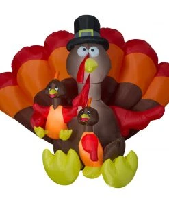 Seasons Inflatables 8.5' Inflatable Turkey Family Scene Outdoor Thanksgiving Autumn Yard Decor